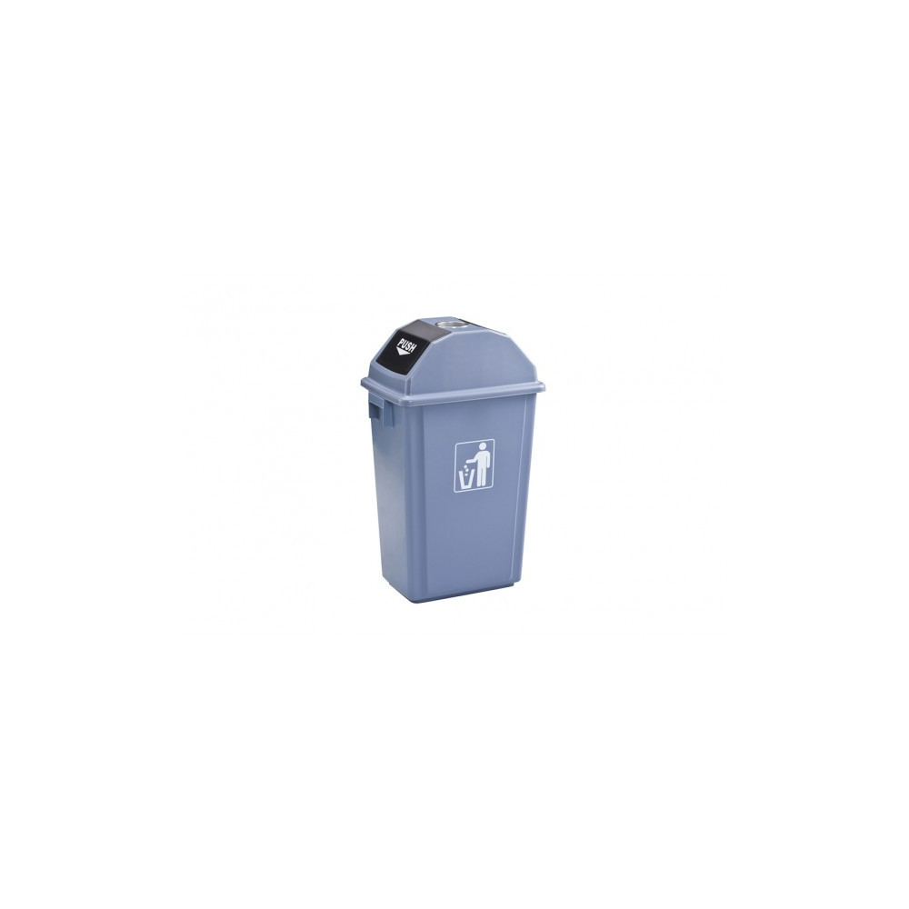Balde lixo  c/ cinzeiro cinza 58L  33x47x76cm