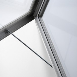 T-Vitrine aus grauem Leder