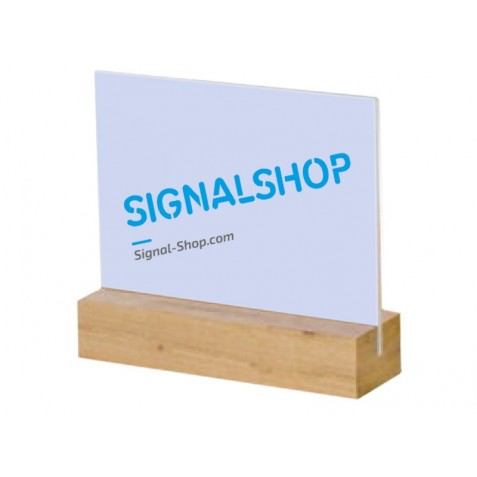 Horizontaler Menühalter mit Holzsockel Horizontaler Menühalter mit Holzsockel