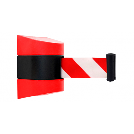 Carrete de pared rojo con cinta roja/blanca 5m