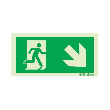 Sinal de evacuação de acordo com a norma NP EN ISO 7010, descida à direita