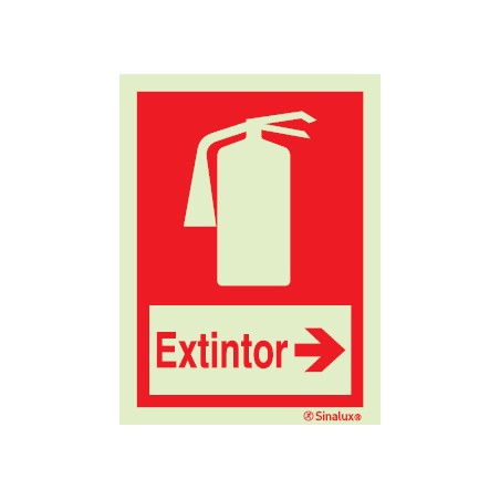 Sinal de extintor à direita