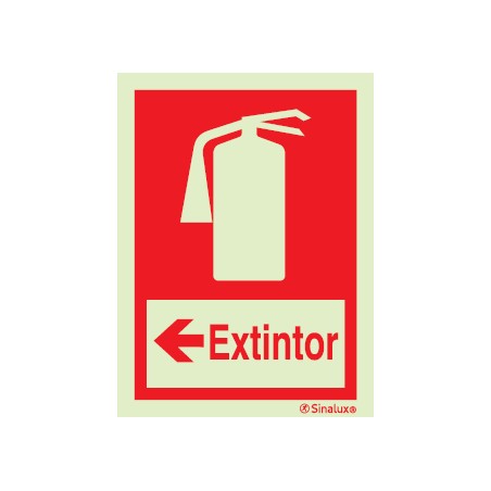 Sinal de extintor à esquerda